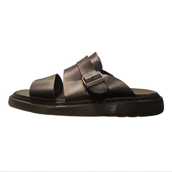 DR. MARTENSBlack Leather Slide Sandals in Size EU 45 / US 11